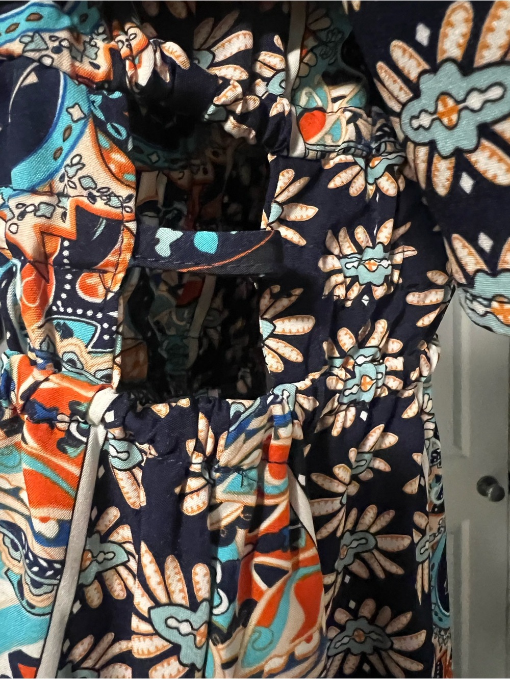 SHEIN Black Midi Dress with Orange & Teal Floral Print - Picture 4 of 8